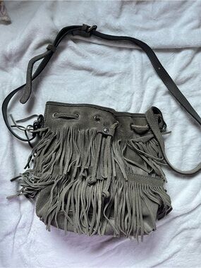 Patricia Nash Olive Suede Fringe Crossbody